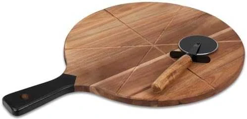 Excellent Houseware Medinė picos lenta su pjautuvu 30 cm 2 vnt.