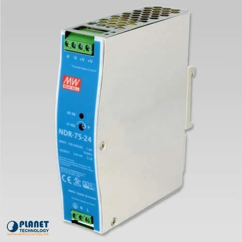 Planet PWR-75-24, "Mean Well Industrial Power Supply" DIN, 24 V DC, 75 W