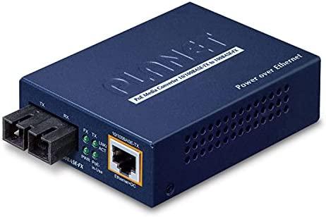 Šakotuvas „Planet IEEE802.3af PoE 10/100Base-TX“ į 100Base-FX (SC) medijos keitiklis