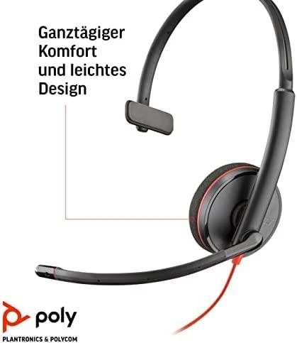 POLY PLANTRONICS BLACKWIRE ausinės C3210, laidinės, monofoninės, USB-C, optimizuotos vieningam ryšiui
