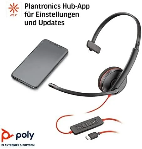 POLY PLANTRONICS BLACKWIRE ausinės C3210, laidinės, monofoninės, USB-C, optimizuotos vieningam ryšiui