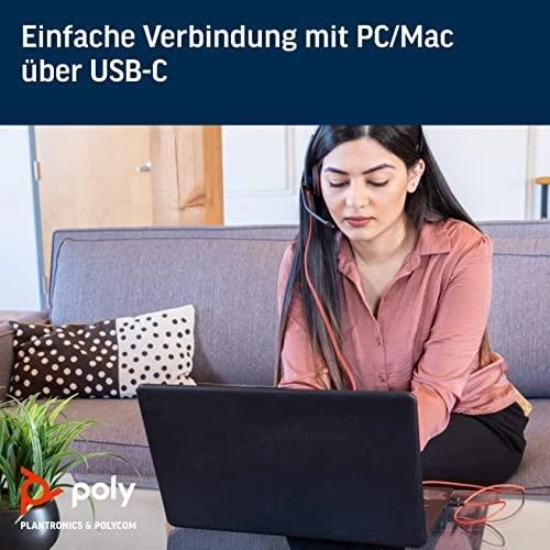 POLY PLANTRONICS BLACKWIRE ausinės C3210, laidinės, monofoninės, USB-C, optimizuotos vieningam ryšiui