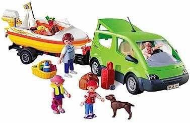 Žaislų rinkinys - Playmobil 4144 Šeimos furgonas su valties priekaba (Playmobil, furgonas, priekaba, valtis)