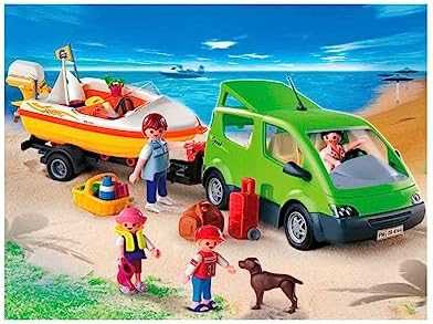 Žaislų rinkinys - Playmobil 4144 Šeimos furgonas su valties priekaba (Playmobil, furgonas, priekaba, valtis)