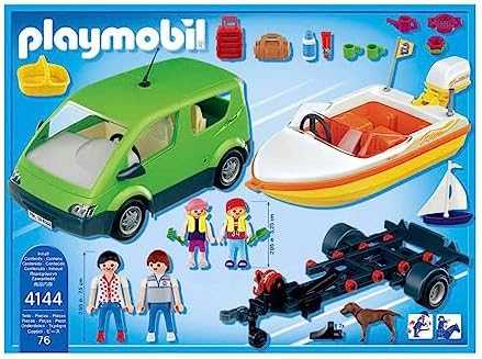 Žaislų rinkinys - Playmobil 4144 Šeimos furgonas su valties priekaba (Playmobil, furgonas, priekaba, valtis)