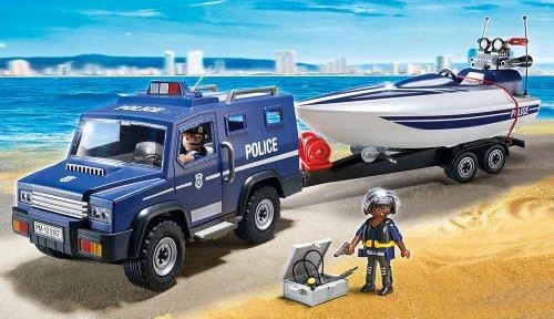 Žaislas - Playmobil 5187 Policijos sunkvežimis su greitaeige valtimi (Playmobil, 5187, nuo 4 metų, įvairių spalvų)