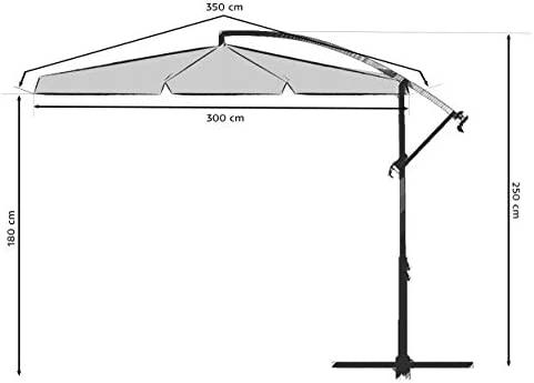 Plonos Sulankstomas sodo skėtis, 8 segmentų, smėlio spalvos, 350 cm