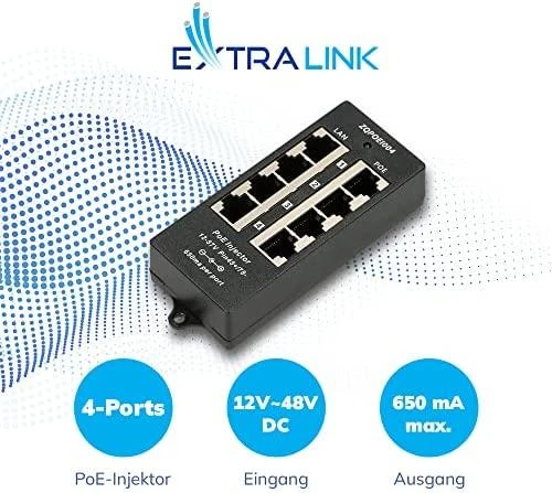 Extralink PoE injektorius su 4 LAN ir PoE prievadais