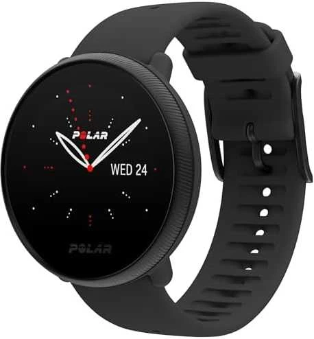 Išmanusis laikrodis Polar Ignite 3 Titanium, S-L dydžio, Juodos spalvos korpusas su rudos spalvos odiniu dirželiu (komplektacijoje papildomai juodos spalvos silikoninis dirželis)