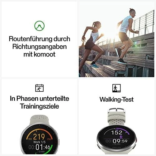 Išmanusis laikrodis Polar Pacer Pro, S/L dydždio, Balta spalvos su baltai raudonu silikoniniu dirželiu