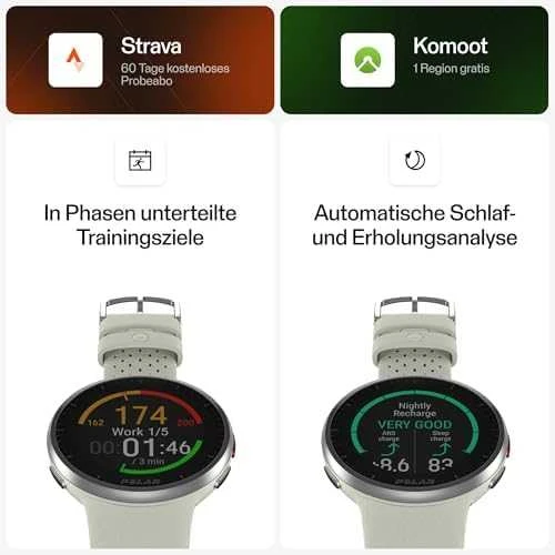Išmanusis laikrodis Polar Pacer Pro, S/L dydždio, Balta spalvos su baltai raudonu silikoniniu dirželiu