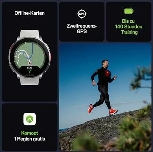 Išmanusis laikrodis Polar Vantage V3 S/L. Sidabrinės spalvos korpusas su pilkos spalvos dirželiu