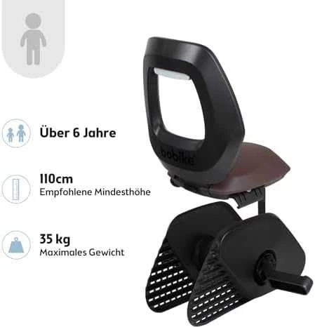 Dviračio kėdutė Bobike Junior ONE, juoda/tamsiai ruda