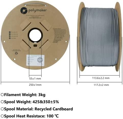 Polymaker PolyTerra PLA - 3kg - 1.75mm - Fossil Pilkas