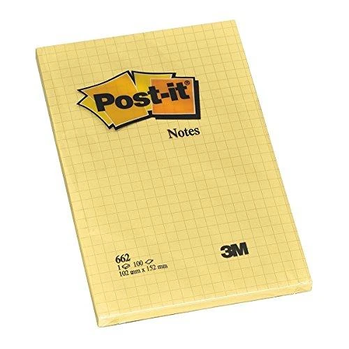 Lipnūs lapeliai Post-it, 102 x 152 mm, 100 lapelių, langeliais, geltona
