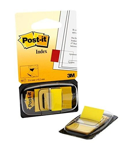 3M Lipnūs žymekliai Post-it, 25,4 x 43,2 mm, 50 lapelių, geltona