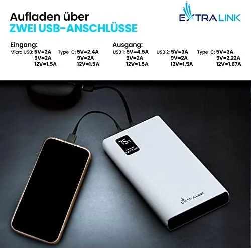 Extralink powerbank EPB-067B 10000mAh greito įkrovimo balta