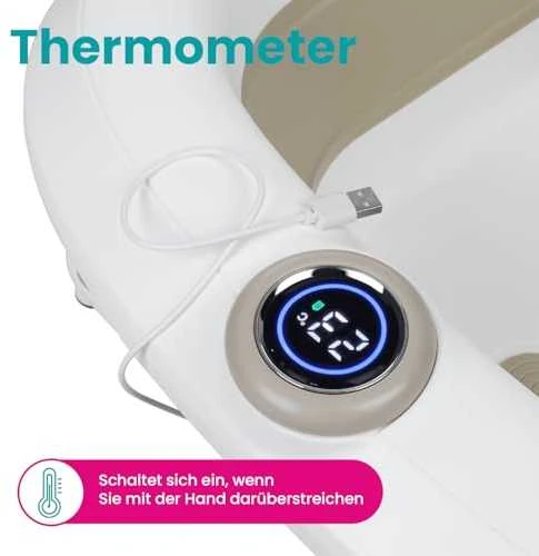 Silikoninė sulankstoma vonelė, su termometru Primabobo Premium, Mėlynos spalvos