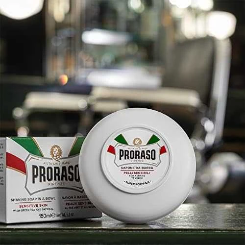 Skutimosi muilas jautriai odai Proraso White Line Shaving Soap In a Jar, 150 ml