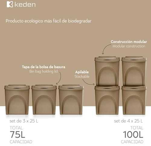 Prosperplast KEDEN SORTIBOX ŠIUČIŲ DĖŽĖS 25L RINKINYS 4 - ANTRACITO EKO MEDIENA