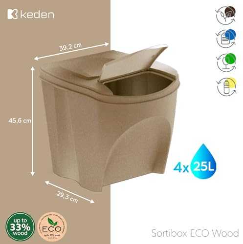 Prosperplast KEDEN SORTIBOX ŠIUČIŲ DĖŽĖS 25L RINKINYS 4 - ANTRACITO EKO MEDIENA