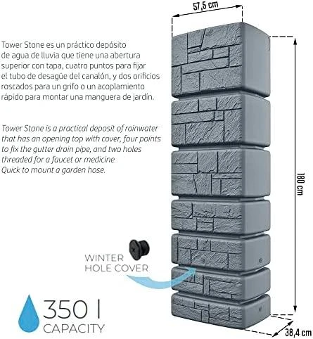 Prosperplast vandens talpa Tower Stone 350l pilka