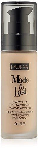 „Pupa Made To Last“ skystas makiažo pagrindas be parabenų, ilgai išliekantis makiažo pagrindas „020 Light“, 30 ml