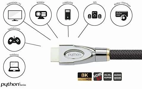 Python Series Kabelis PYTHON HDMI - HDMI 0.5m juodas (be jungties)