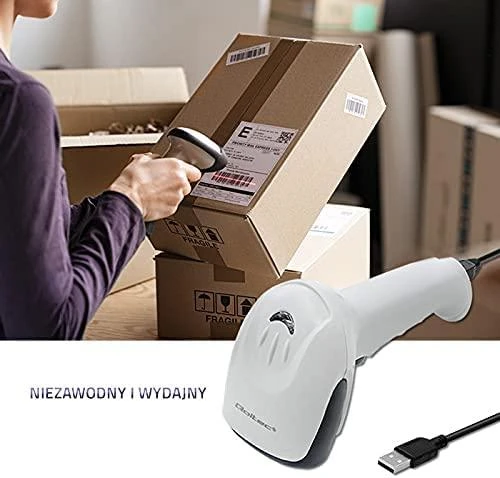 QOLTEC 50865 Brūkšninių kodų skaitytuvas 1D CCD USB Baltas