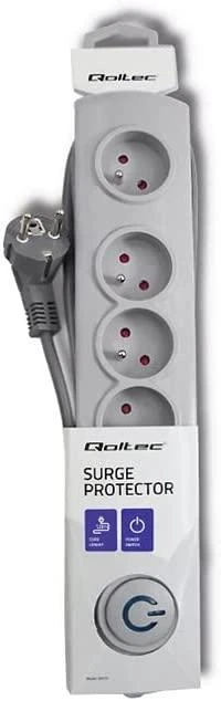 QOLTEC Apsauga nuo viršįtampių Quick Switch 5 lizdai 1.8m pilka