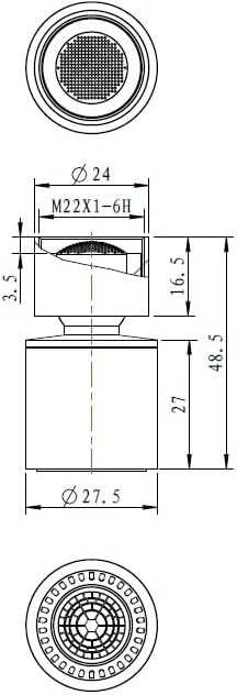 Sukamasis aeratorius su dušo funkcija ir vandens srauto krypties keitimu Quadron AER_3623500_BS, ner
