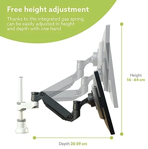 Laikiklis R-Go Tools R-Go Monitorarm 0"-32" 2TFT Max.9KG Caparo 4 Gasfeder sidabrinis