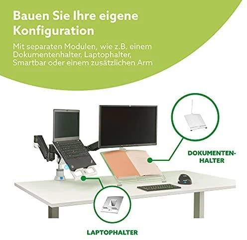 Laikiklis R-Go Tools R-Go Monitorarm 0"-32" 2TFT Max.9KG Caparo 4 Gasfeder sidabrinis