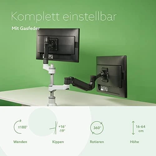Laikiklis R-Go Tools R-Go Monitorarm 0"-32" 2TFT Max.9KG Caparo 4 Gasfeder sidabrinis