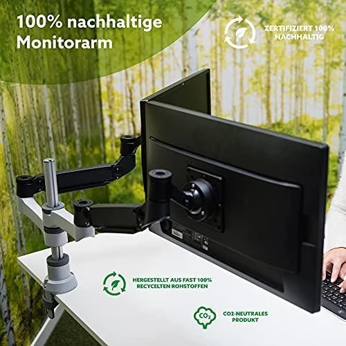 Laikiklis R-Go Tools R-Go Monitorarm 0"-32" 2TFT Max.9KG Caparo 4 Gasfeder sidabrinis