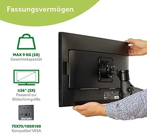 Laikiklis R-Go Tools R-Go Monitorarm 0"-32" 2TFT Max.9KG Caparo 4 Gasfeder sidabrinis