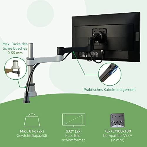 Laikiklis R-GO Tools 2 monitorių iki 26 "Zepher 4 C2 (RGOVLZE4TWSI)