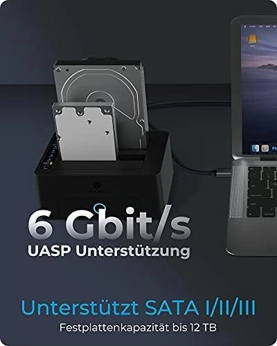 Icy Box „RaidSonic ICYBOX IB-1232CL-U3 2Bay“ prijungimo / klonavimo stotis, skirta 2,5 colio ir 3,5 colio HDD „Sata USB 3.2 Gen 1“