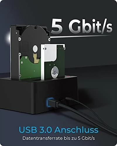 Icy Box „RaidSonic ICYBOX IB-1232CL-U3 2Bay“ prijungimo / klonavimo stotis, skirta 2,5 colio ir 3,5 colio HDD „Sata USB 3.2 Gen 1“