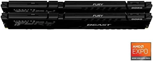 RAM KINGSTON 32GB 6000MT/s DDR5 CL36 DIMM rinkinys iš 2 FURY Beast Juodas