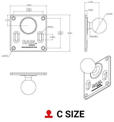 Ram Mounts Tvirtina RAM 3 5/8" SQ. 75 MIL. VESA BASE SU KAMULU