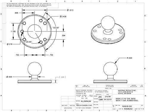 Ram Mounts UNPKD. RAM 2 7/16" DIA.PAGRINDAS SU 1" RUTULIU
