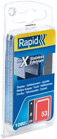 Kabės Rapid; 11,4x8 mm; 1080 vnt.; tipas 53; nerūdijančio plieno