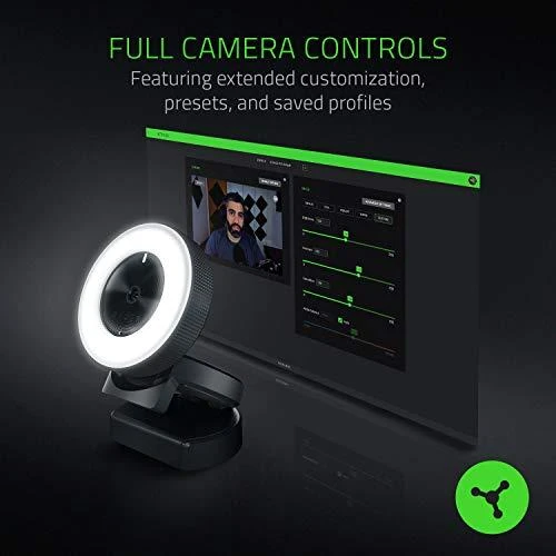 Internetinė kamera Razer Kiyo - Streaming Camera with Ring Lighting (USB Webcam, HD Video 720p, 60 FPS, Compatible with Open Broadcaster Software, Xsplit, Autofocus, Camera Clip, Tripod Connection) Juodas