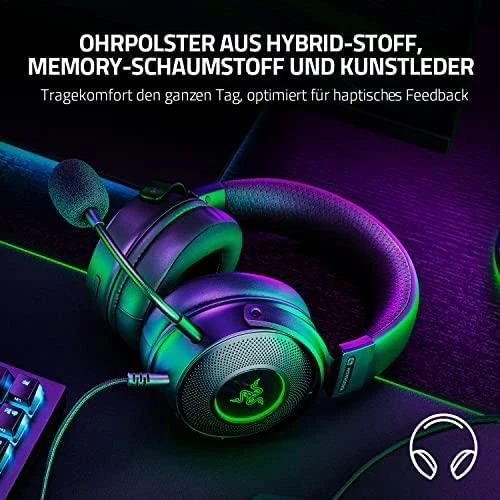 Žaidimų Ausinės Razer Kraken V3 HyperSense, USB jungtis, Chroma RGB, Juodos