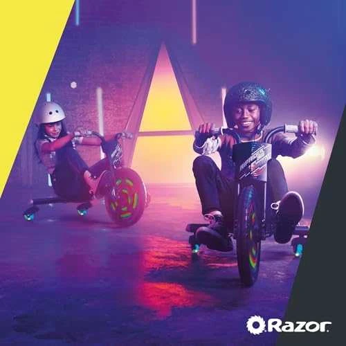 Triratis dviratis Razor RipRider 360 Lightshow, juodos spalvos