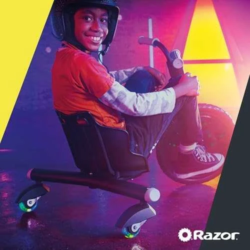 Triratis dviratis Razor RipRider 360 Lightshow, juodos spalvos