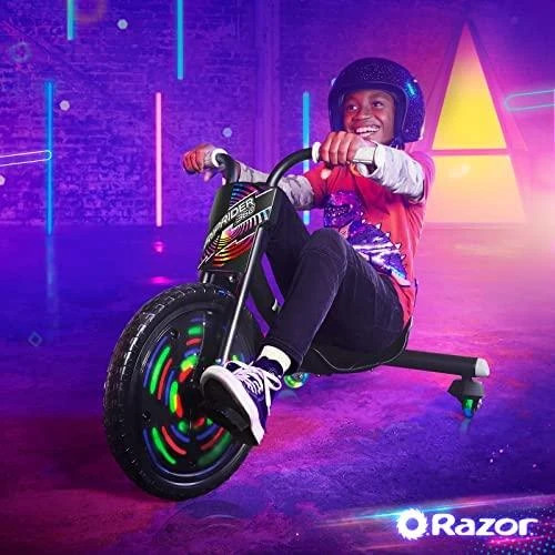Triratis dviratis Razor RipRider 360 Lightshow, juodos spalvos