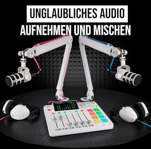 Raudonas RODECaster Pro II Baltas - podcast'ų gamybos studija, baltas