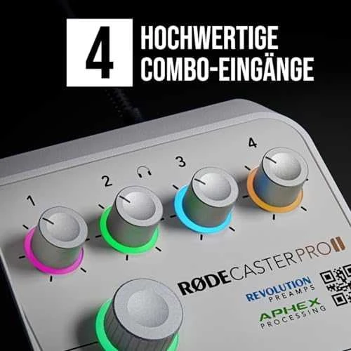 Raudonas RODECaster Pro II Baltas - podcast'ų gamybos studija, baltas